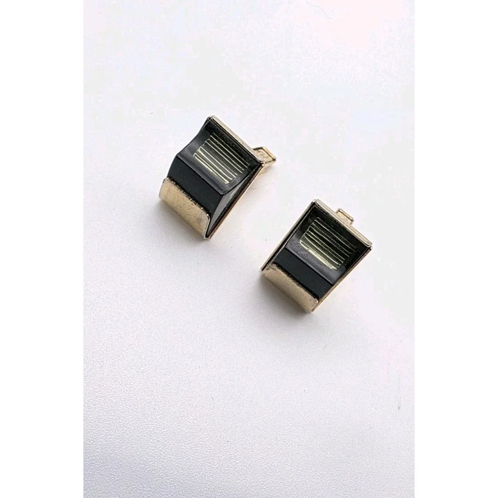 Vtg‎ Sara Coventry Cufflinks Green Lucite Gold Tone Transluscent Inner Stairs